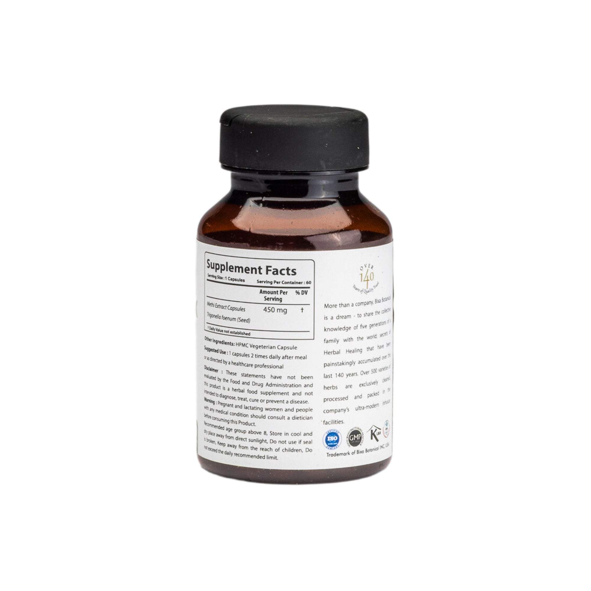 Fenugreek Extract 40% Saponins 450mg Veg Capsules
