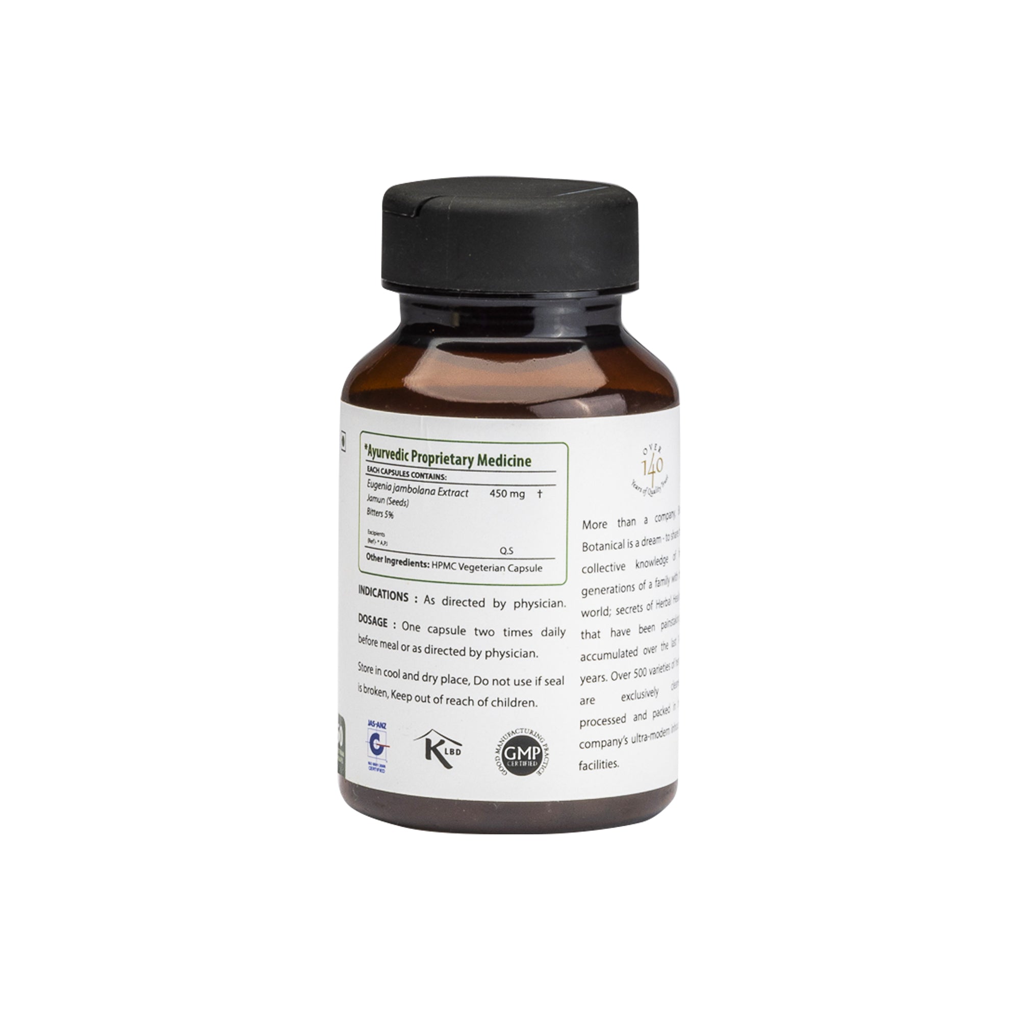 Jamun Extract 5% Bitters 450mg Veg Capsules