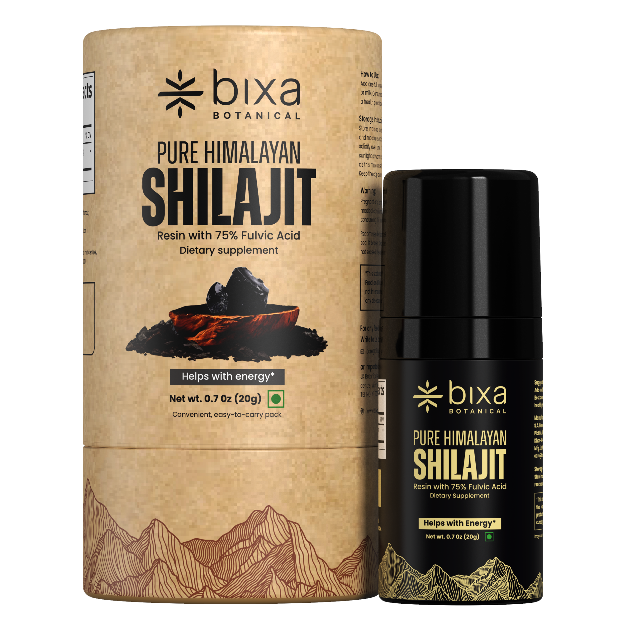 Pure Himalayan Shilajit Resin Pump 20gm | Instant Solubility | 350–400 mg Meter Dose