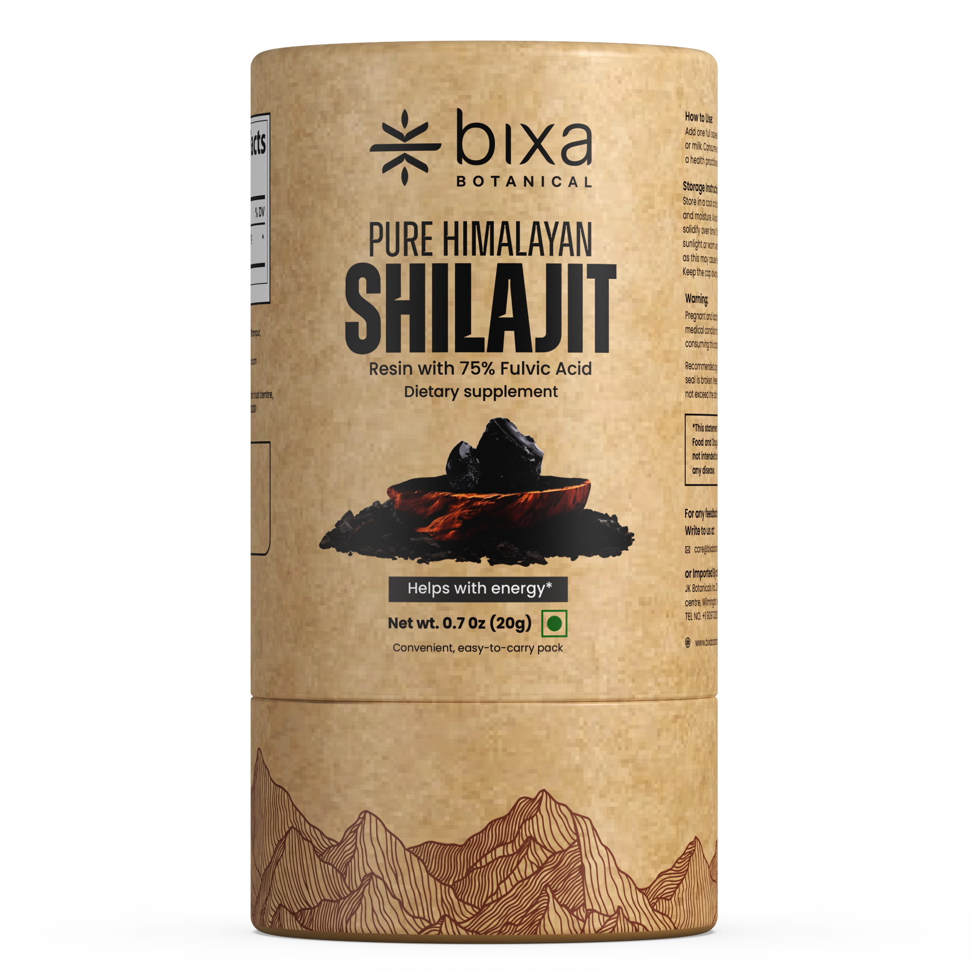 Pure Himalayan Shilajit Resin Pump 20gm | Instant Solubility | 350–400 mg Meter Dose